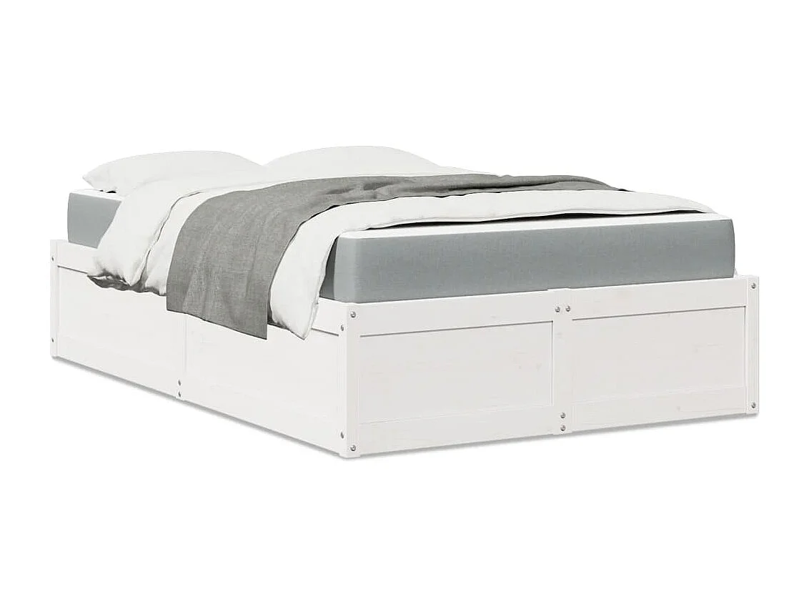 Lit avec matelas blanc 120x200 cm bois massif de pin