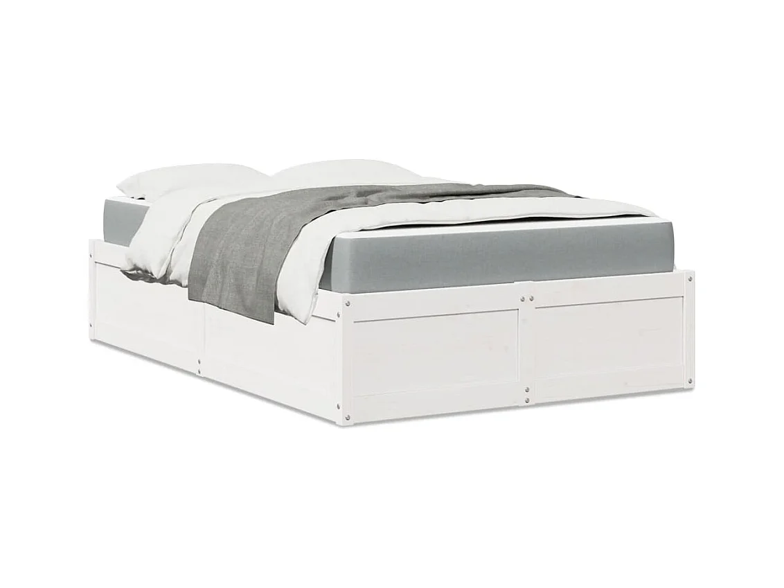 Lit avec matelas blanc 120x200 cm bois massif de pin