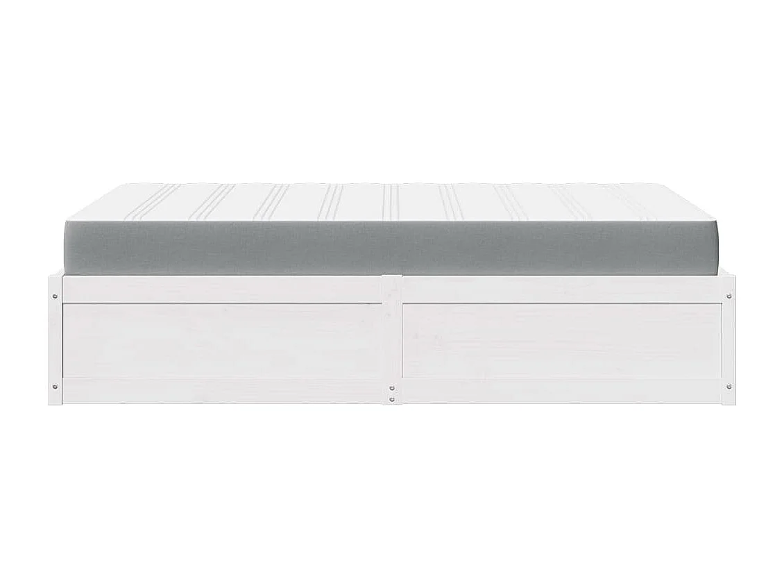 Cama com colchão 120x200 cm madeira de pinho maciça branco