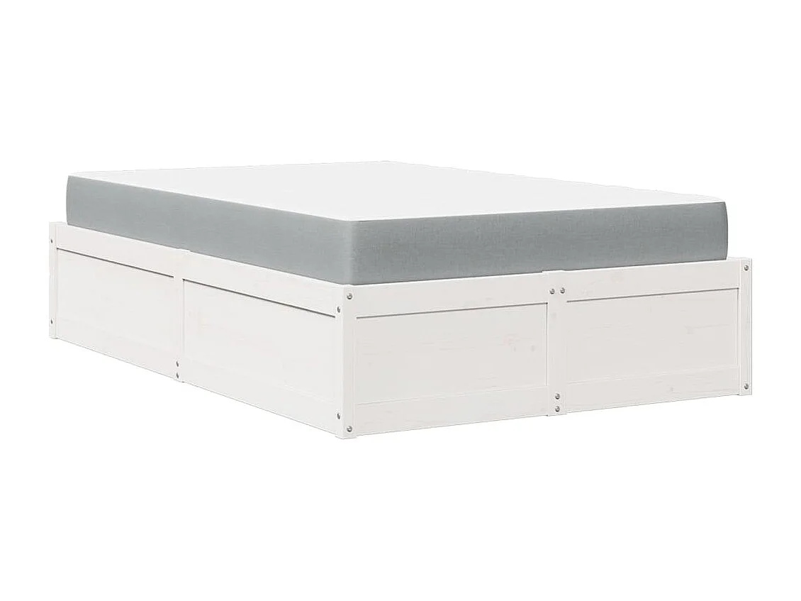 Cama com colchão 120x200 cm madeira de pinho maciça branco