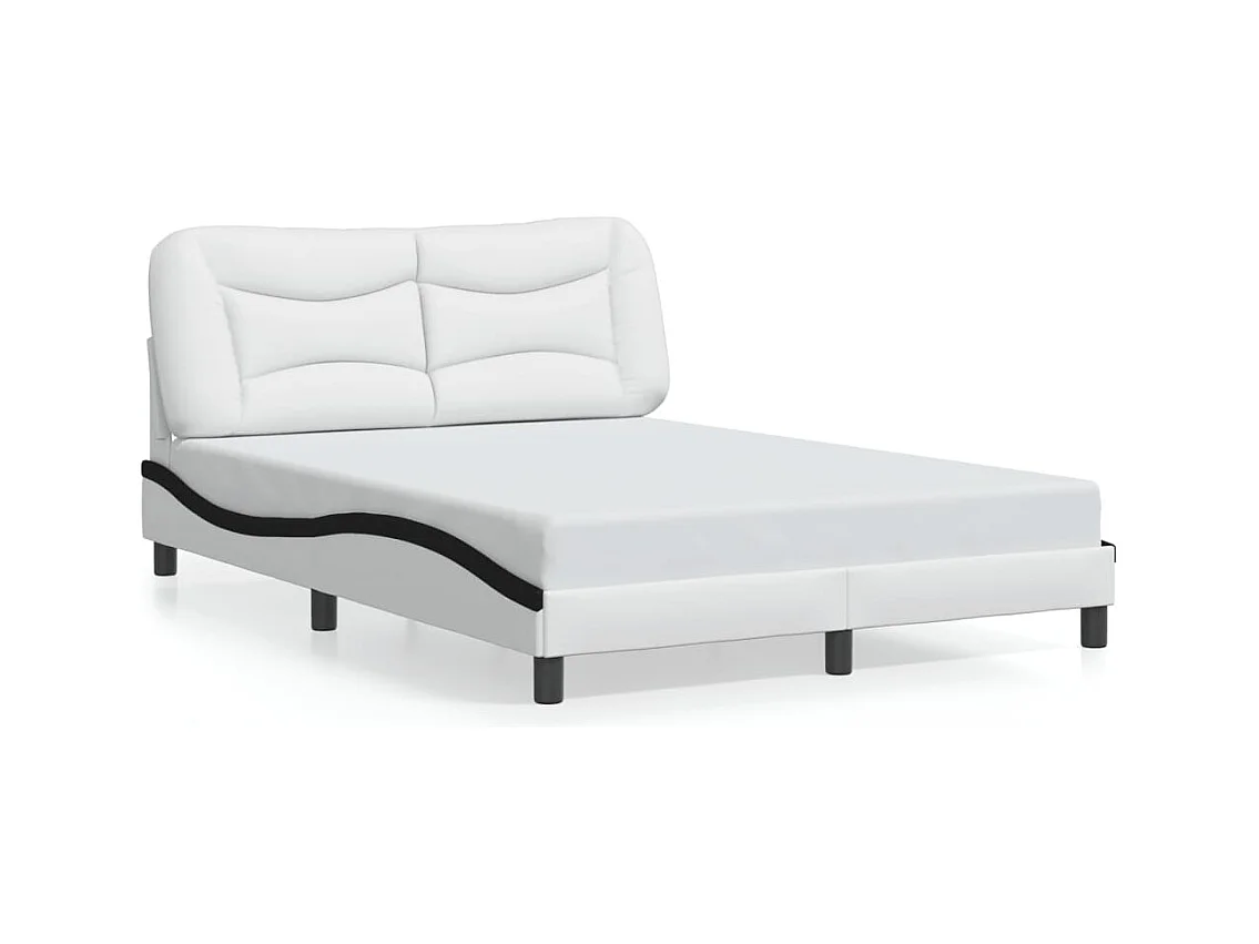 Cadre de lit sans matelas blanc et noir 120x200 cm similicuir