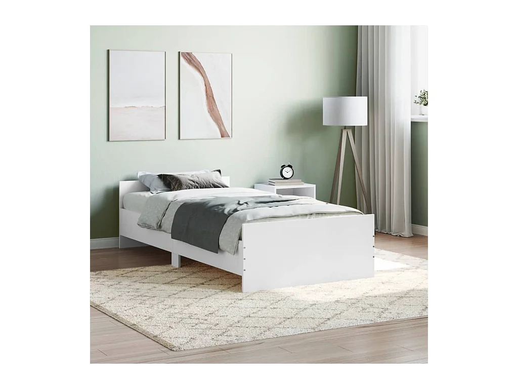 Cadre de lit sans matelas blanc 100x200 cm bois d'ingénierie