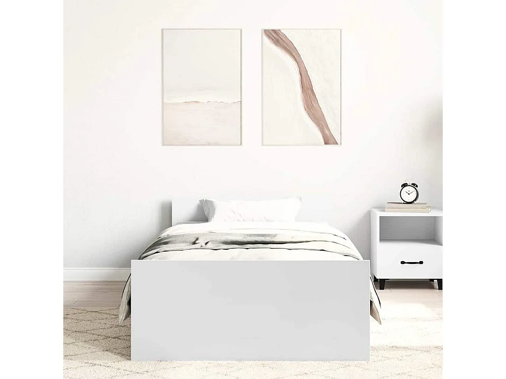 Cadre de lit sans matelas blanc 100x200 cm bois d'ingénierie