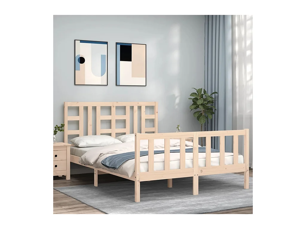 Cadre de lit sans matelas bois de pin massif