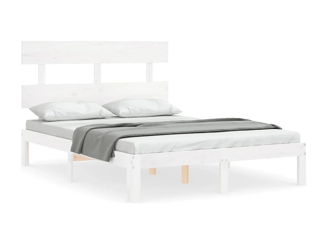 Cadre de lit sans matelas blanc bois de pin massif