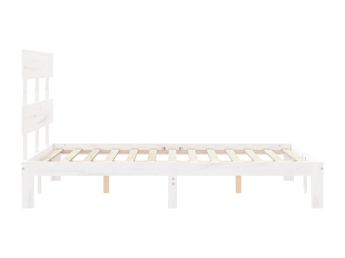 Estructura cama de matrimonio con cabecero madera maciza blanco