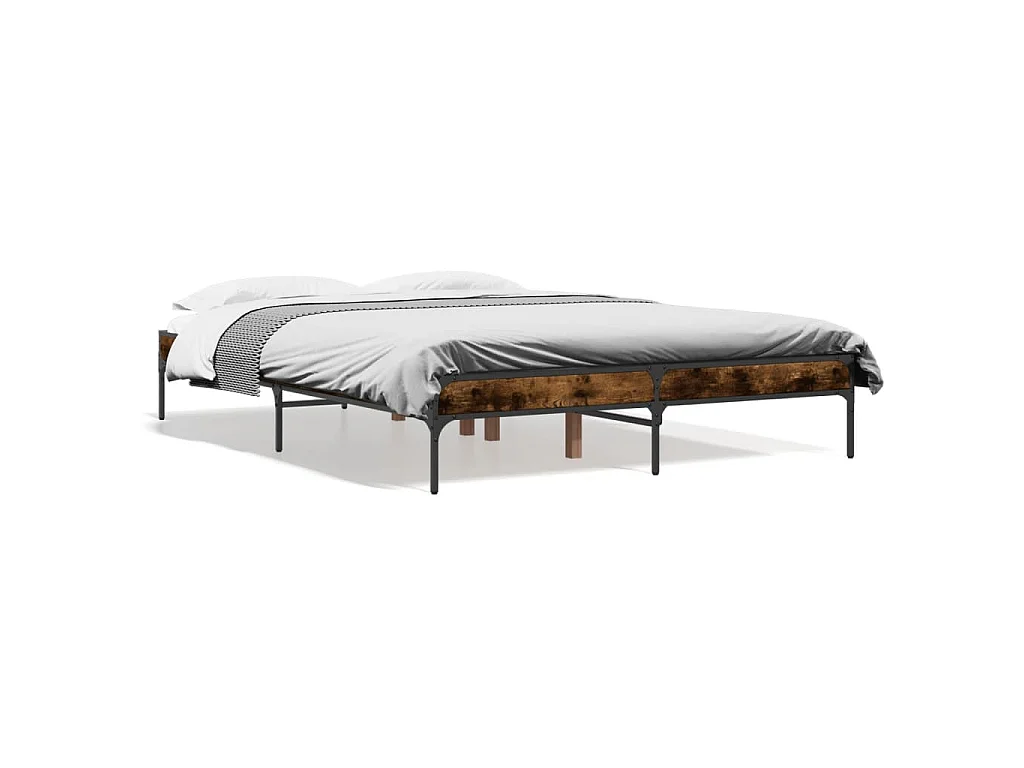 Cadre de lit sans matelas chêne fumé 120x200 cm