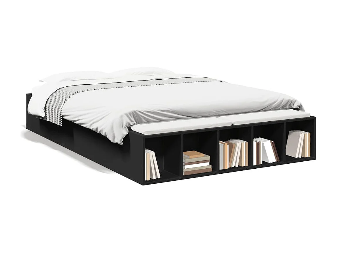 Bedframe bewerkt hout zwart 120x190 cm
