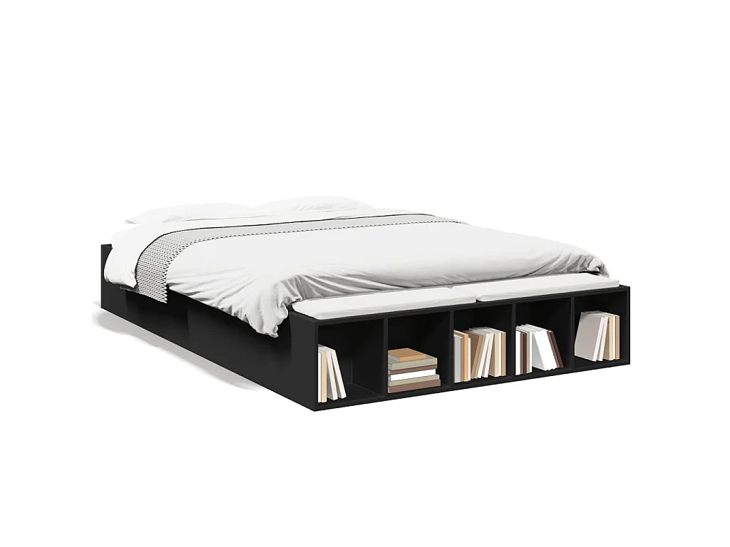 Cadre de lit sans matelas noir 120x190 cm
