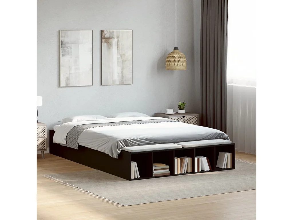 Cadre de lit sans matelas noir 120x190 cm