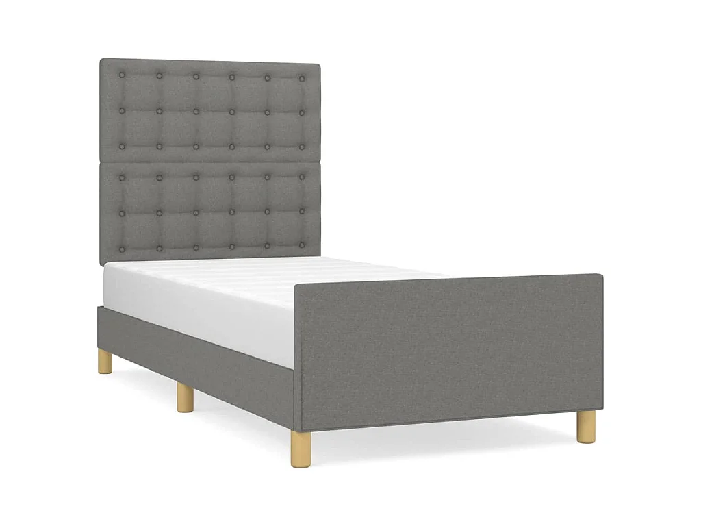 Giroletto con Testiera Grigio Scuro 90x190 cm in Tessuto