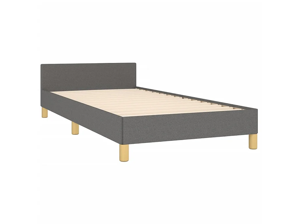 Giroletto con Testiera Grigio Scuro 90x190 cm in Tessuto