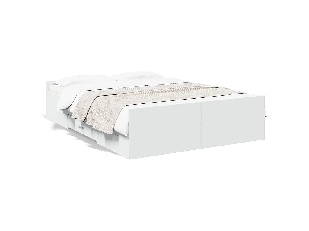 Cadre de lit avec tiroirs sans matelas blanc 120x190 cm