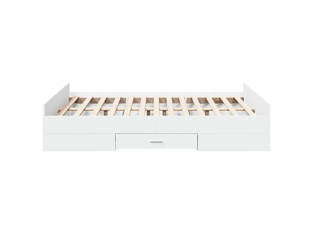 Cadre de lit avec tiroirs sans matelas blanc 120x190 cm