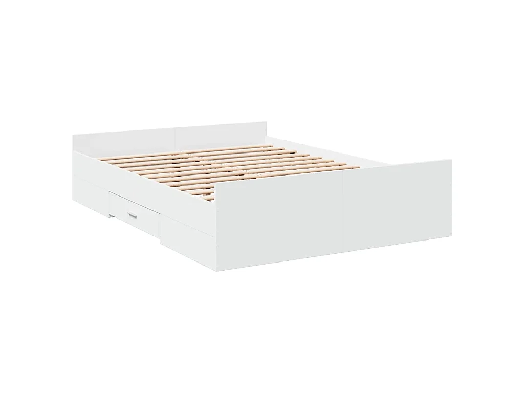 Cadre de lit avec tiroirs sans matelas blanc 120x190 cm