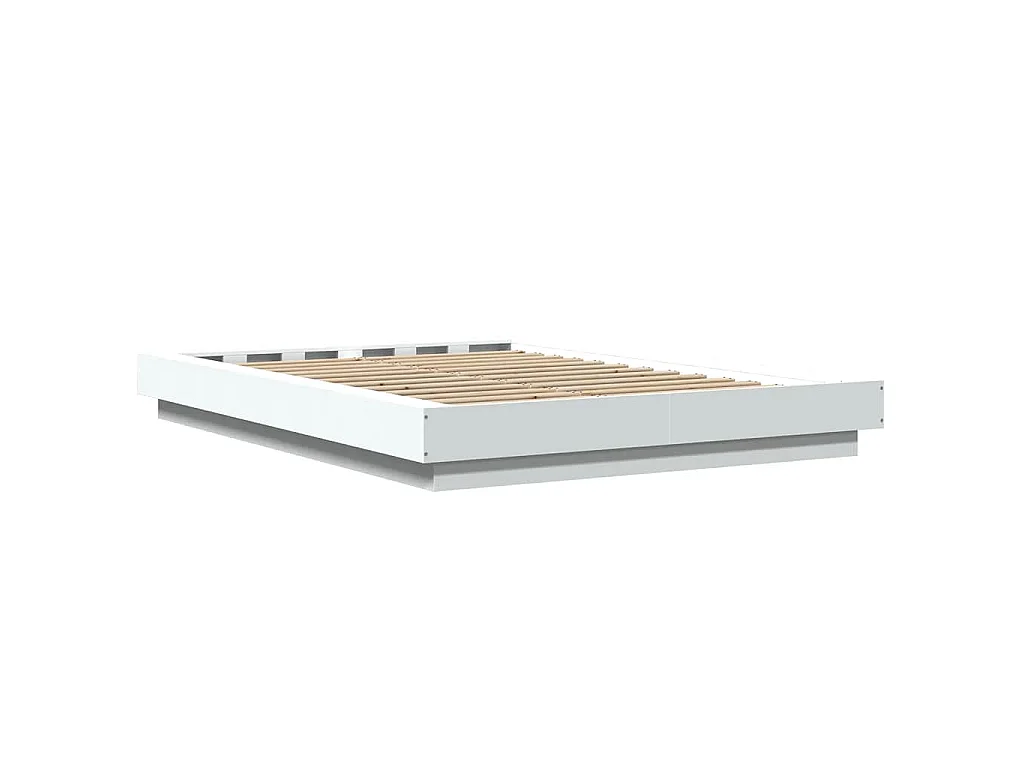 Bedframe met LED-verlichting bewerkt hout wit 120x190 cm