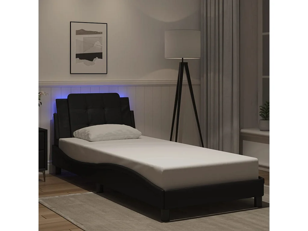 Estrutura de cama com LED sem colchão Zadar 90x200 cm preto