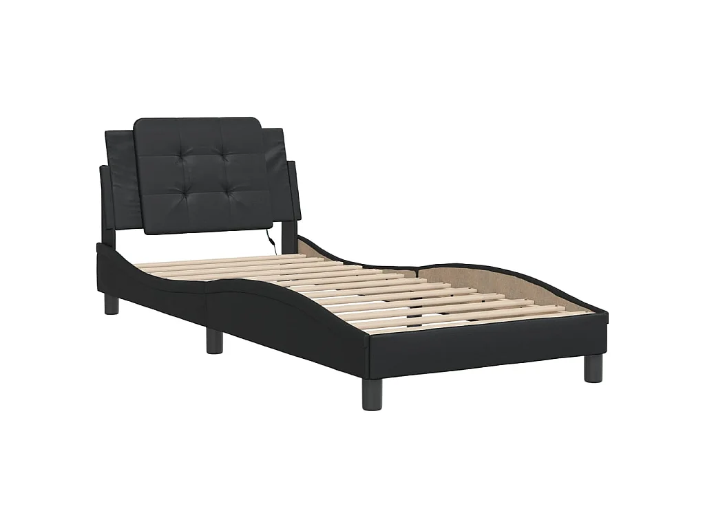 Cadre de lit avec LED sans matelas Zadar noir 90x200 cm