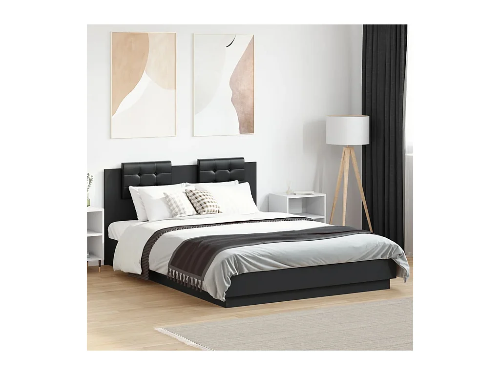 Cadre de lit sans matelas noir 120x200 cm