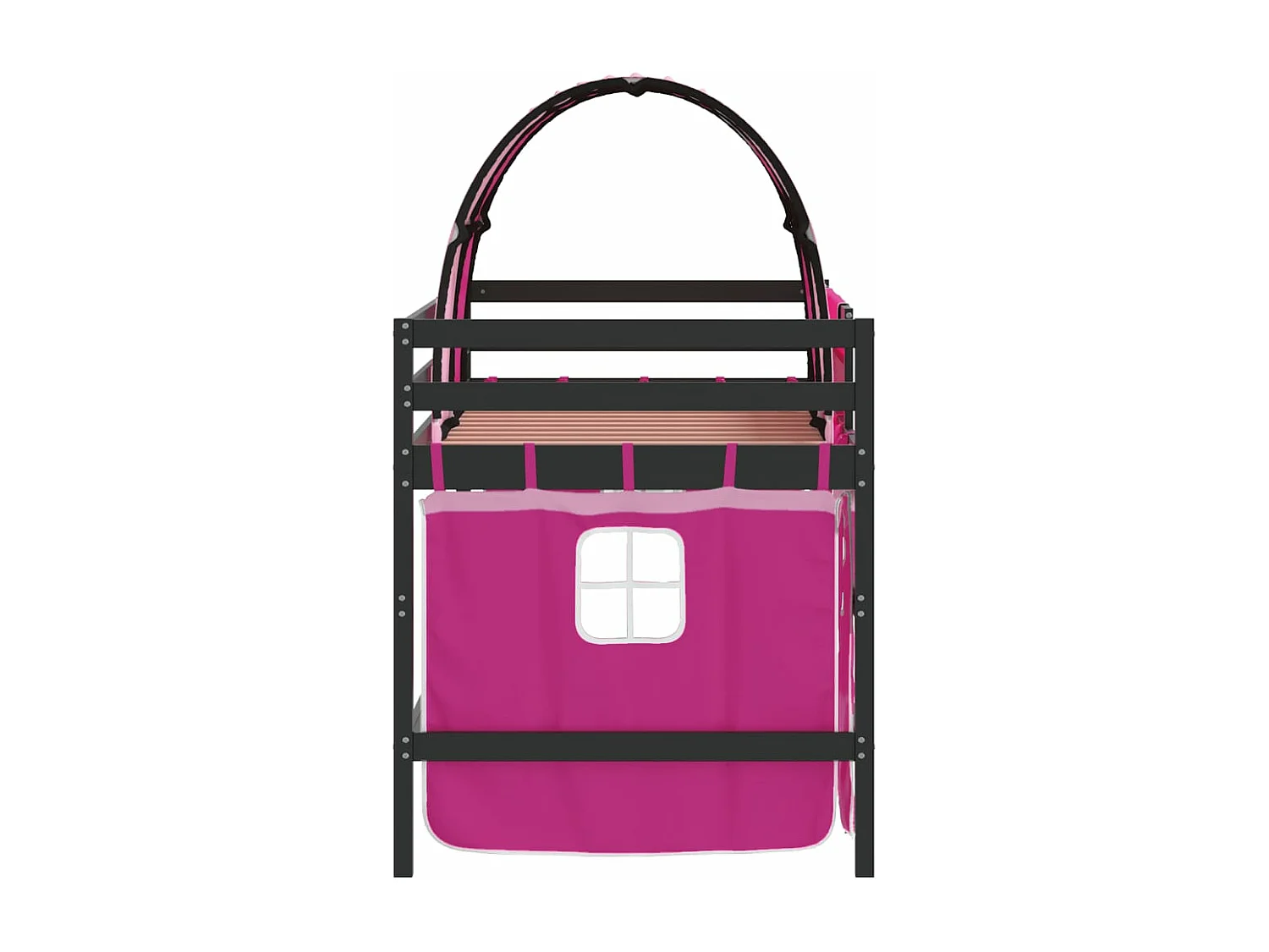 Cama alta p/ criança c/ túnel 90x200 cm pinho maciço rosa