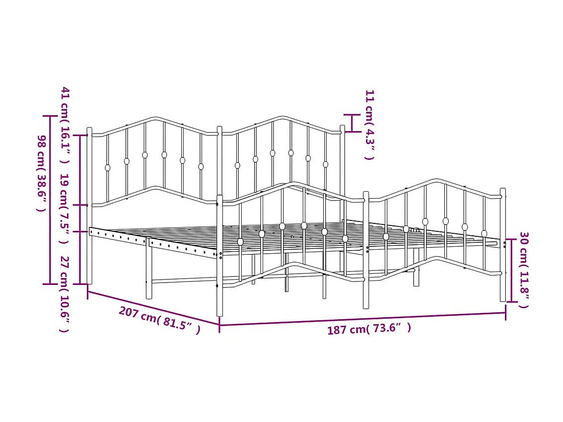 Bedframe met hoofd- en voeteneinde metaal wit 180x200 cm