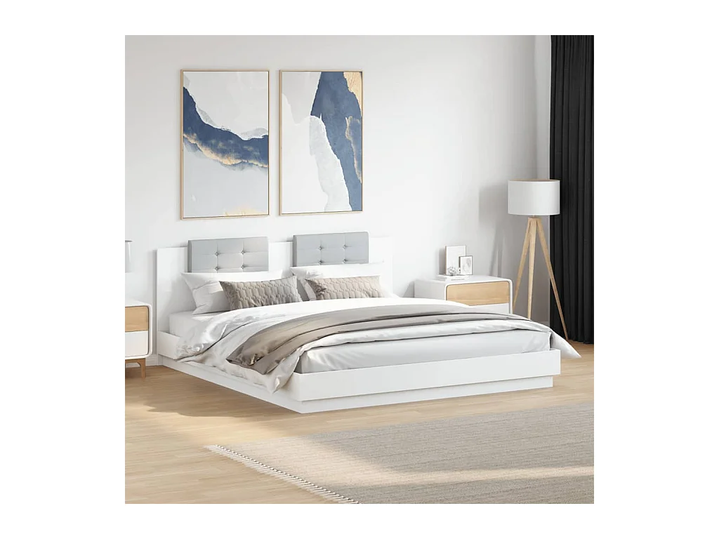 Cadre de lit sans matelas blanc 200x200 cm