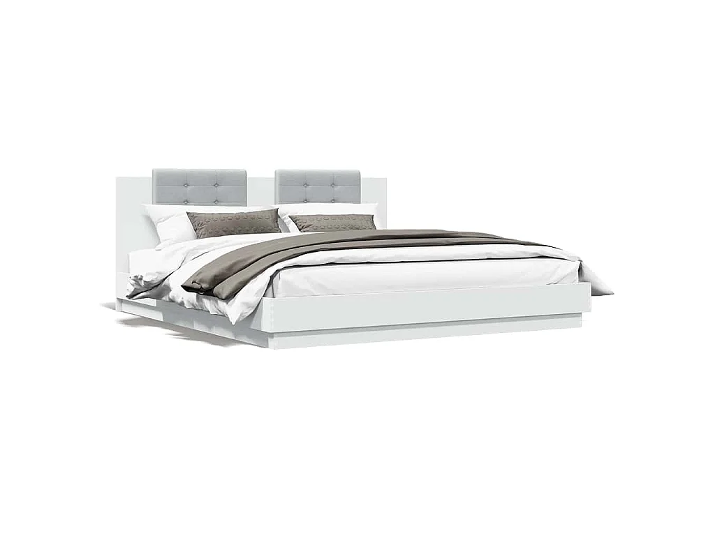 Cadre de lit sans matelas blanc 200x200 cm