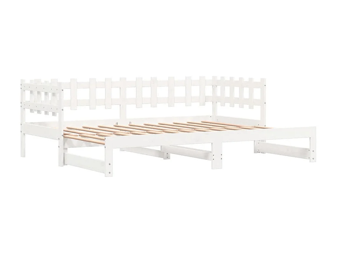 Lit coulissant sans matelas blanc 2x(80x200) cm Bois massif