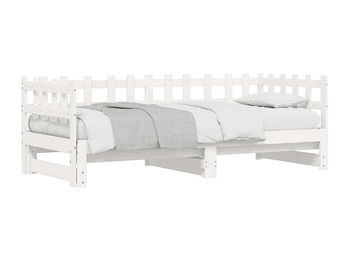 Slaapbank uitschuifbaar 2x(80x200) cm massief grenenhout wit