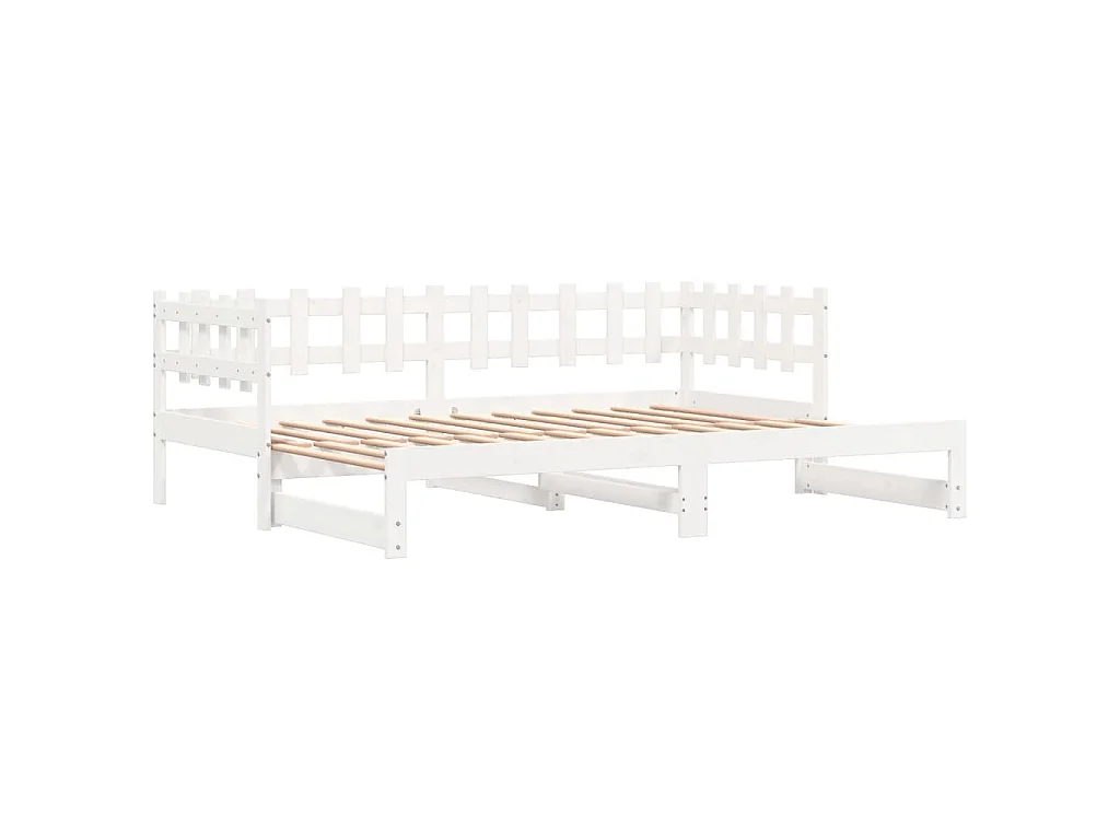 Slaapbank uitschuifbaar 2x(80x200) cm massief grenenhout wit