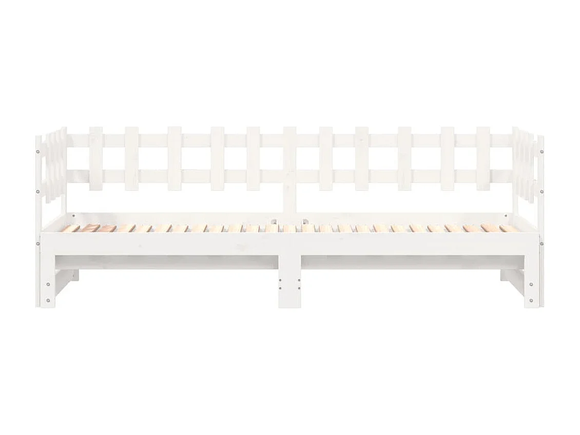 Slaapbank uitschuifbaar 2x(80x200) cm massief grenenhout wit