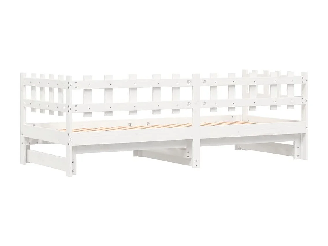 Slaapbank uitschuifbaar 2x(80x200) cm massief grenenhout wit