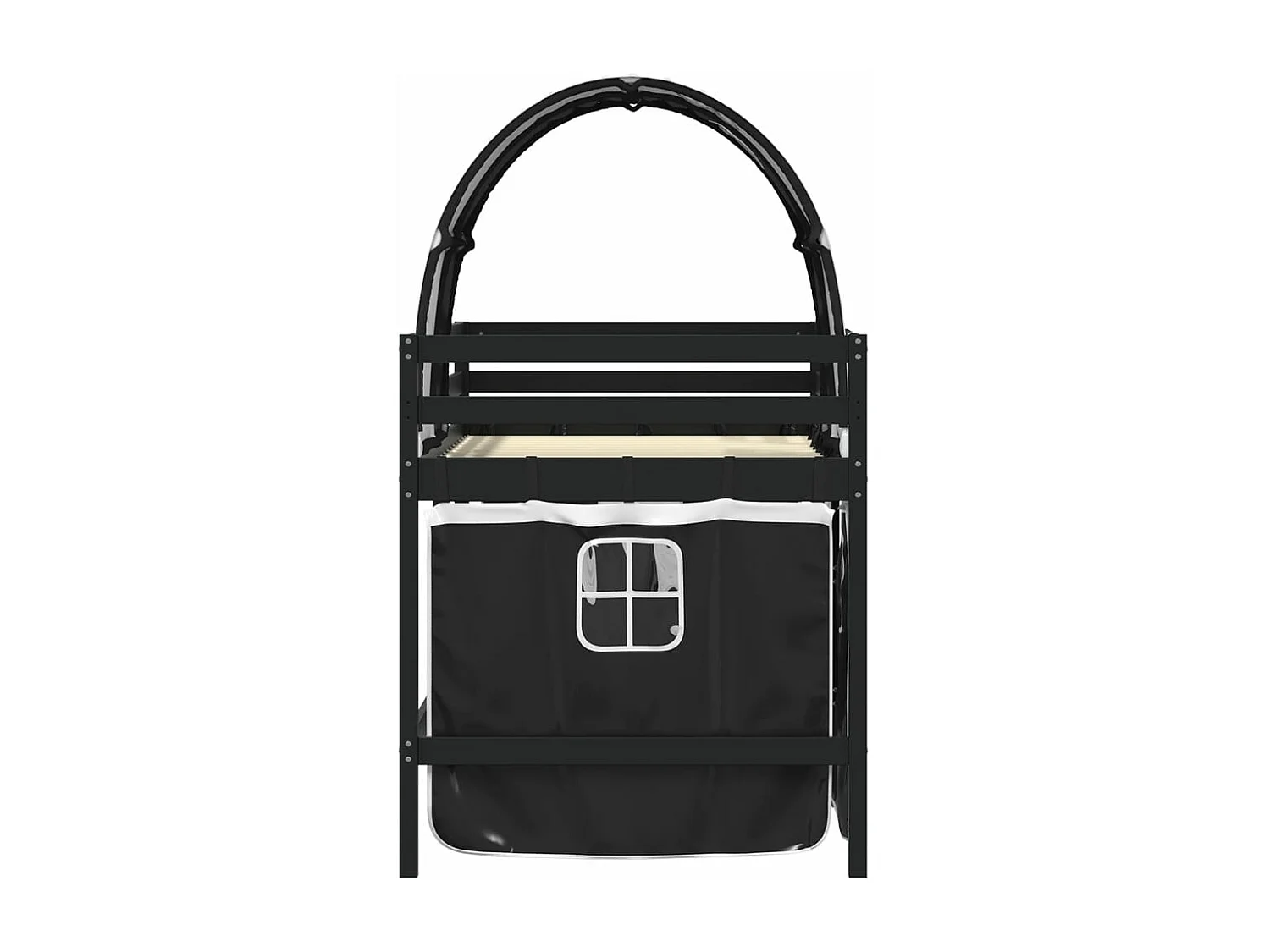 Letto a Soppalco con Tunnel Bambini Bianco e Nero 90x190cm Pino