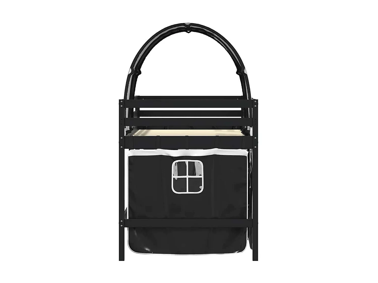 Cama alta criança c/ túnel 90x190 cm pinho maciço branco/preto