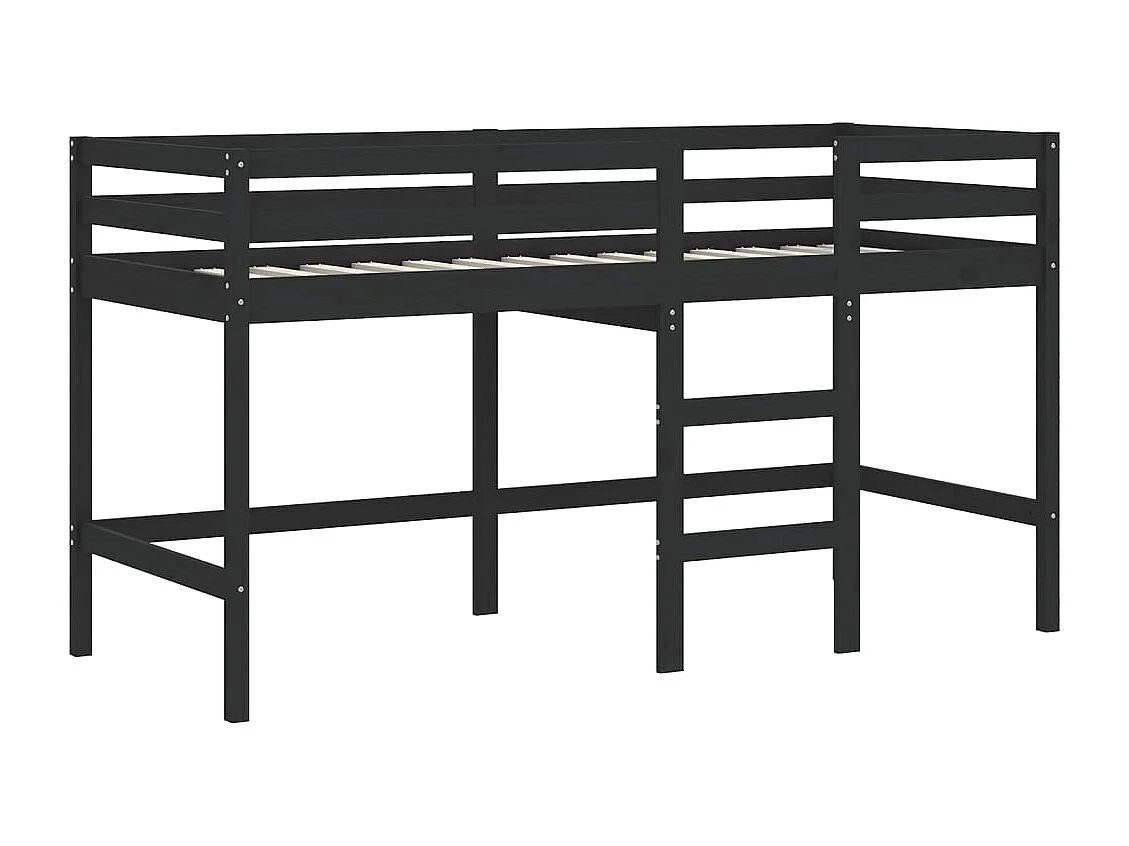 Cama alta criança c/ túnel 90x190 cm pinho maciço branco/preto