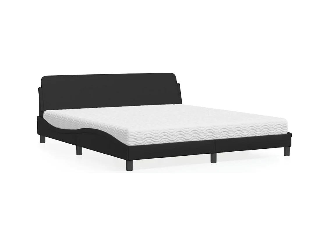Lit avec matelas noir 180x200 cm similicuir