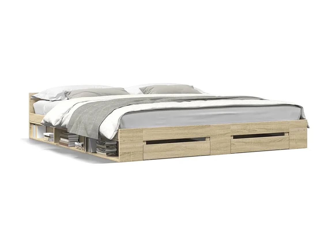 Bedframe met lades bewerkt hout sonoma eikenkleurig 200x200 cm