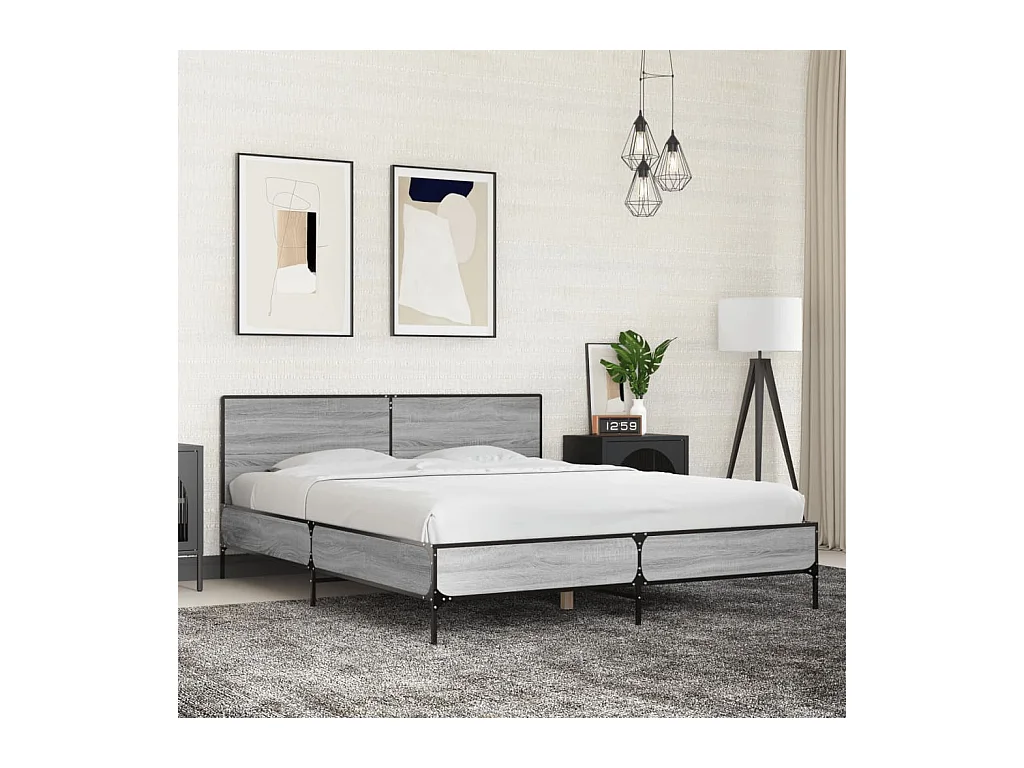 Cadre de lit sans matelas sonoma gris 150x200 cm
