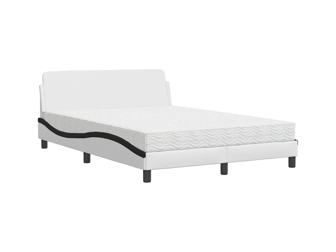 Letto con Materasso Nero e Bianco 120x200 cm in Similpelle