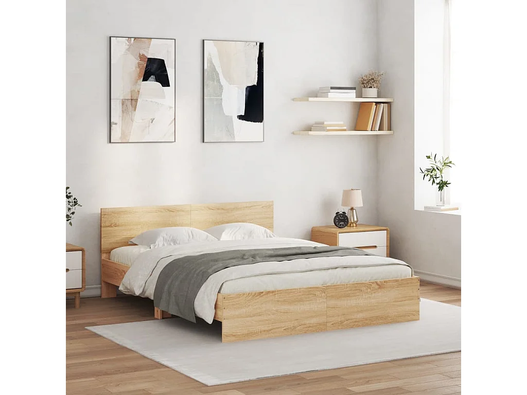 Cadre de lit avec LED sans matelas chêne sonoma 160x200 cm