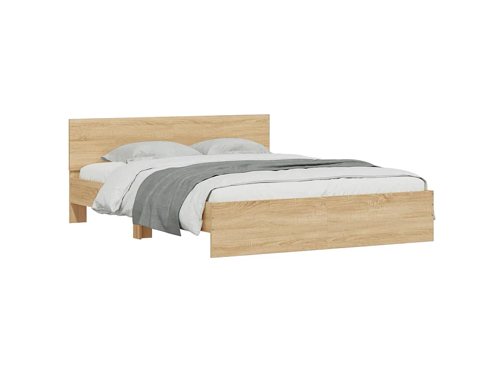 Cadre de lit avec LED sans matelas chêne sonoma 160x200 cm