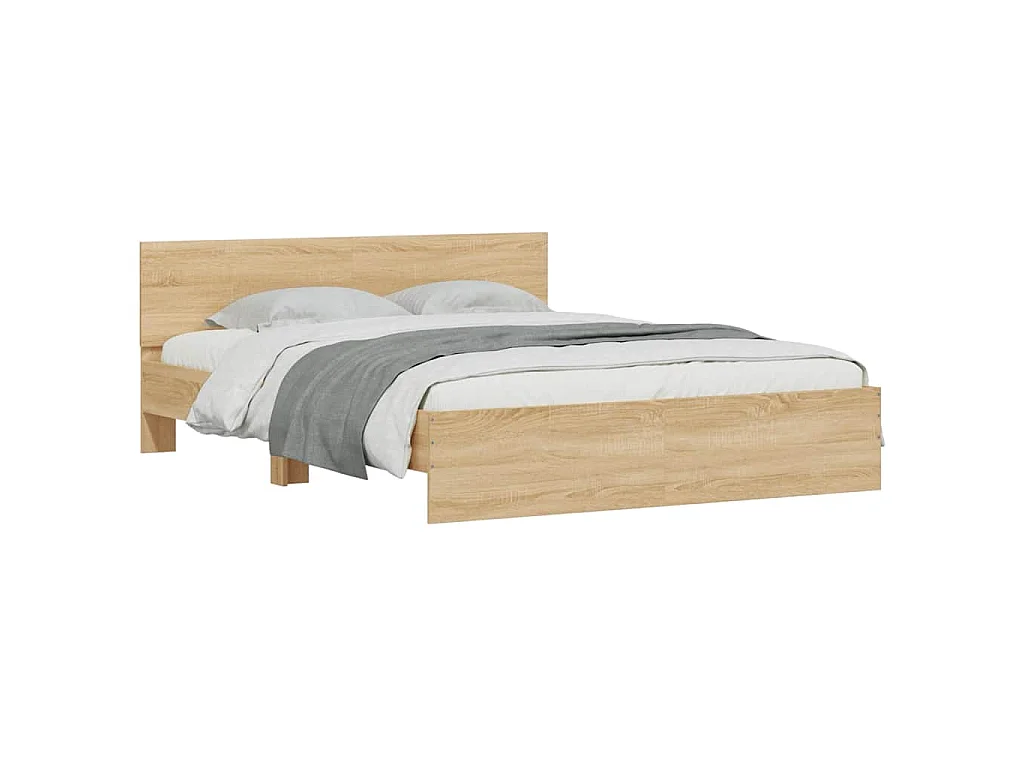 Cadre de lit avec LED sans matelas chêne sonoma 160x200 cm