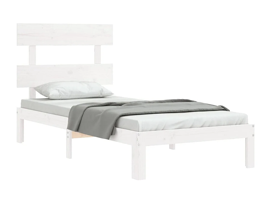 Cadre de lit sans matelas blanc bois de pin massif