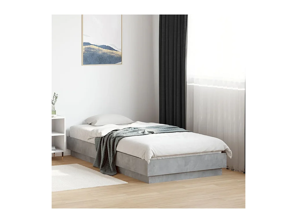 Bedframe bewerkt hout betongrijs 75x190 cm
