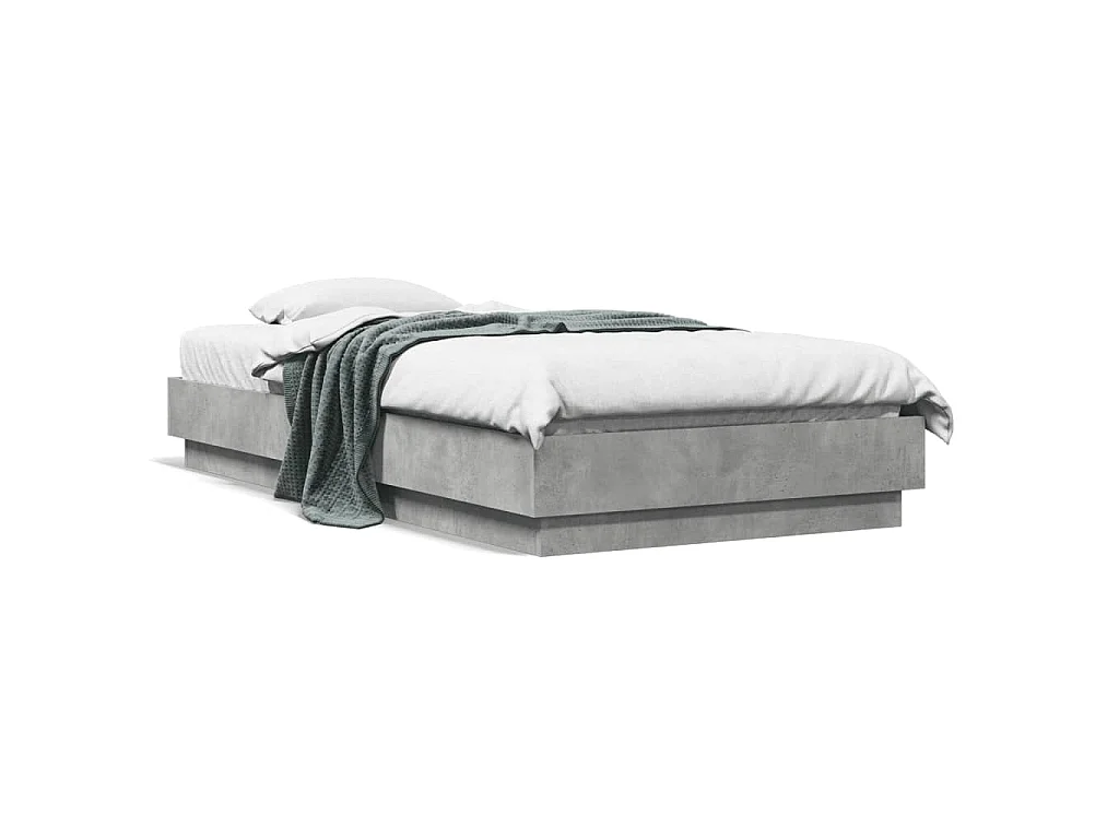 Cadre de lit sans matelas gris béton 75x190 cm
