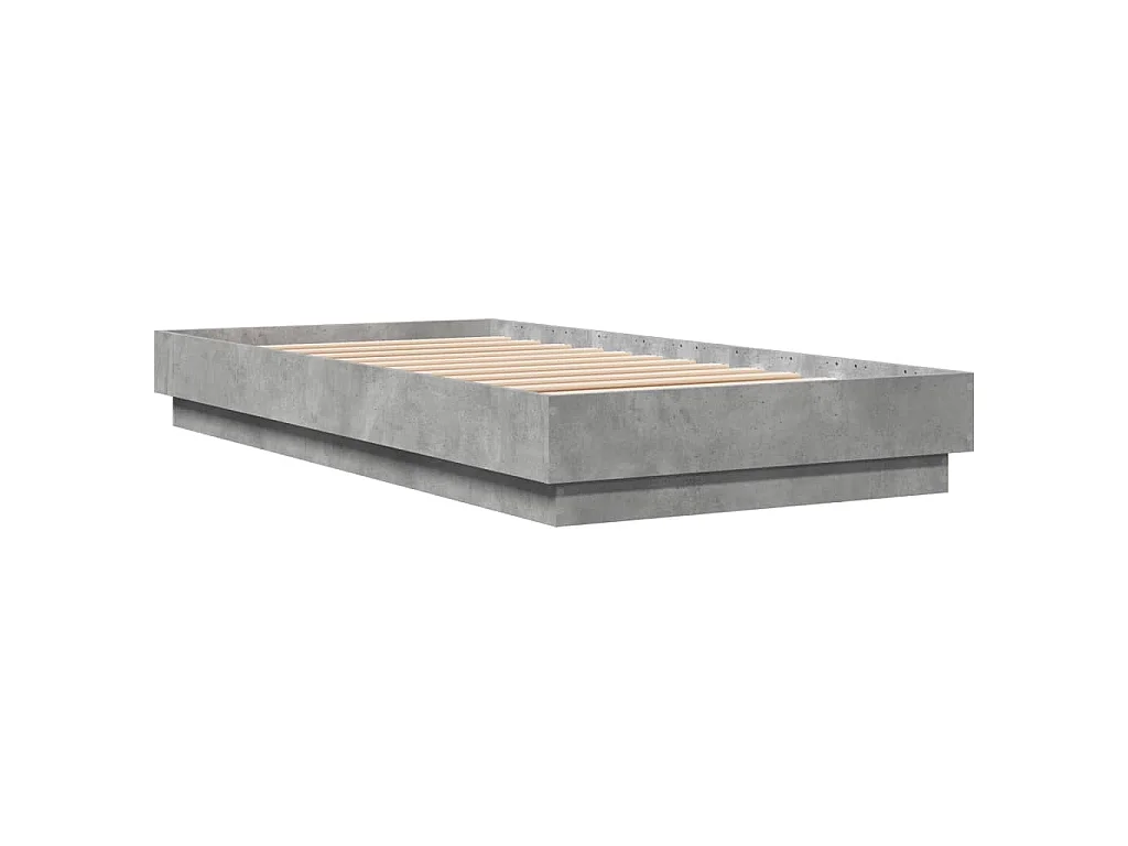 Cadre de lit sans matelas gris béton 75x190 cm