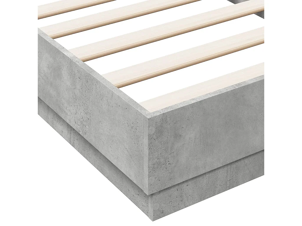 Cadre de lit sans matelas gris béton 75x190 cm
