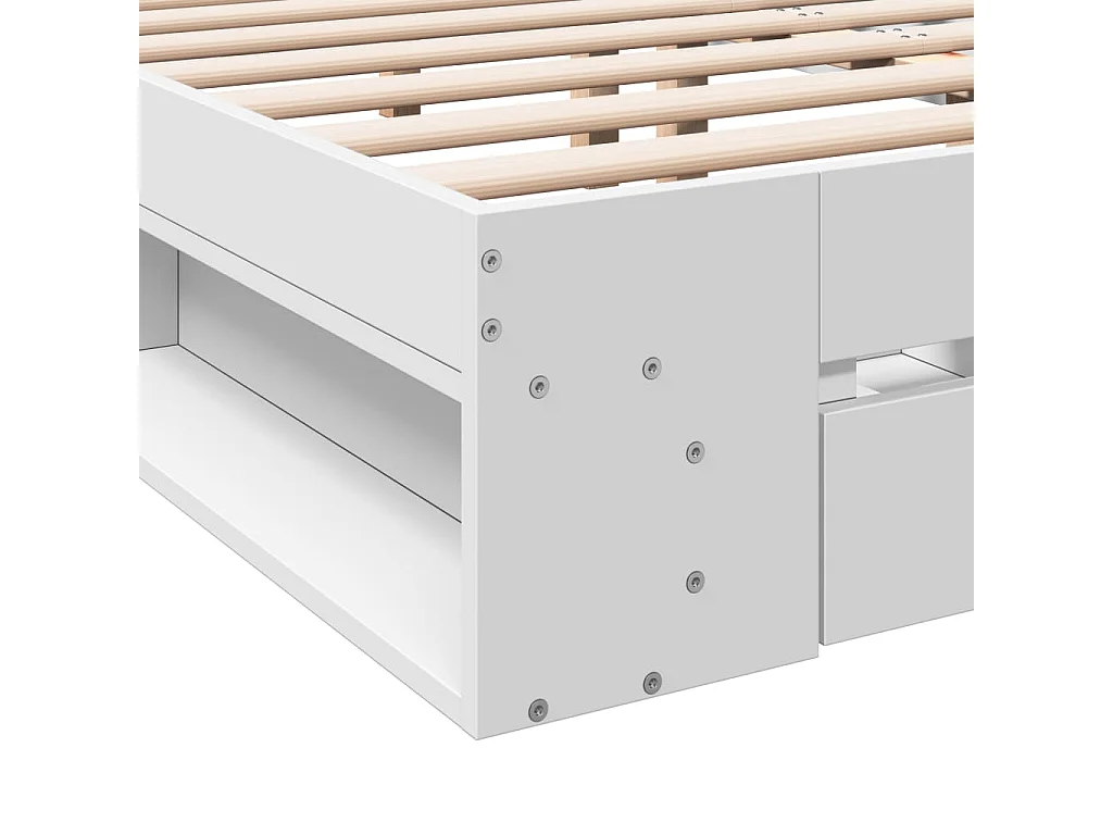 Bedframe met lades bewerkt hout wit 140x200 cm