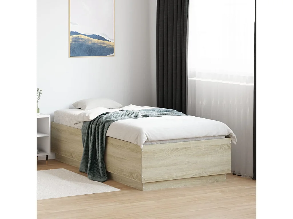 Cadre de lit sans matelas chêne sonoma 90x190 cm