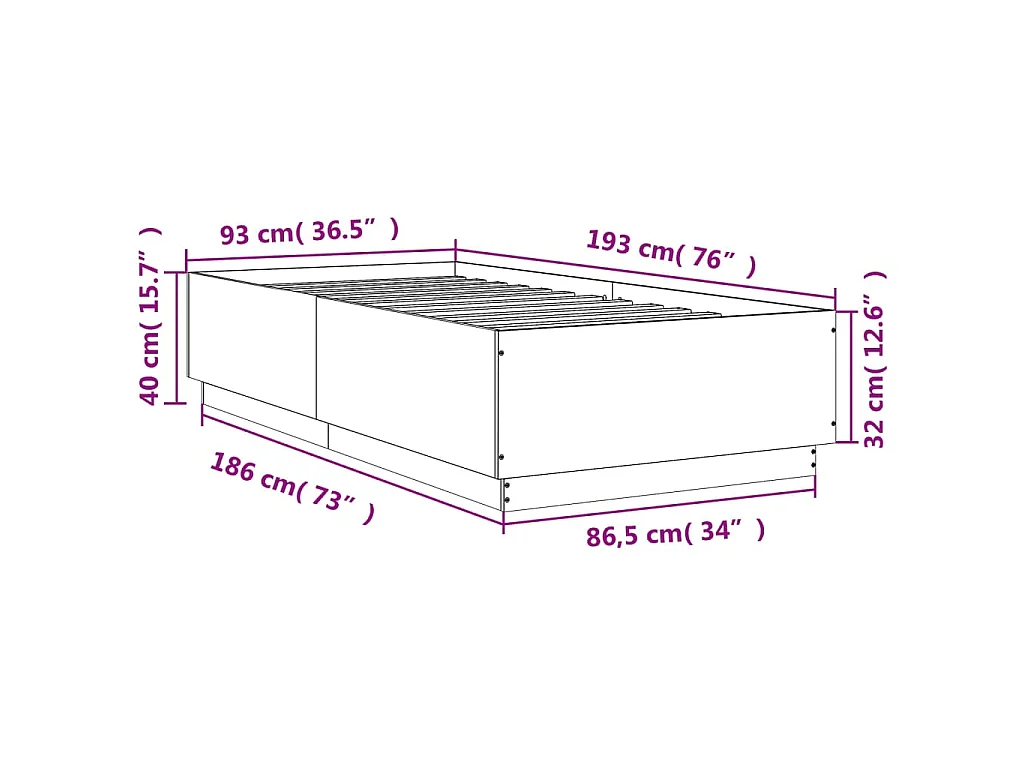 Cadre de lit sans matelas chêne sonoma 90x190 cm